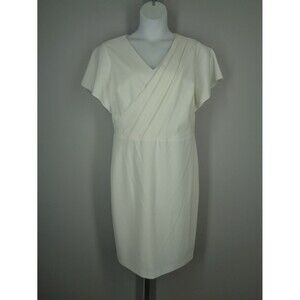 Lauren Ralph Lauren Ivory Cream Flutter Sleeve Sheath Dress Size 14 New